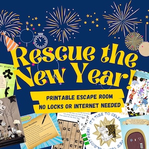 New Years Escape Room Game. Adventure Party Game Printable for Kids, Families and Adults | Fun Puzzle Escape Room Kit | DIY Escape Room