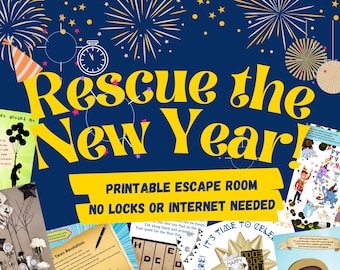 New Years Escape Room Game. Adventure Party Game Printable for Kids, Families and Adults | Fun Puzzle Escape Room Kit | DIY Escape Room