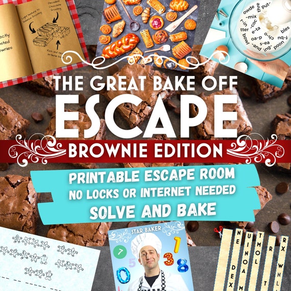 Escape Room Game. Baking Adventure Printable Party Game for Kids, Families, and Adults | Fun Escape Room Kit | DIY Escape Room