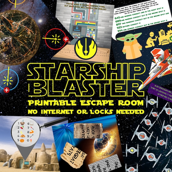 Escape Room Game. Star Ship Blaster Adventure Wars Game for Teens, Families, Adults and Kids | Fun Printable Puzzle Escape | DIY Escape Kit