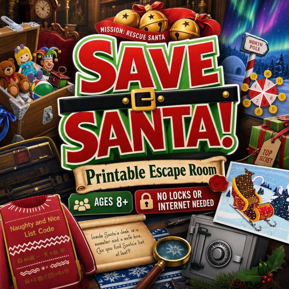 Save Santa Printable Escape Room — Ages 8+