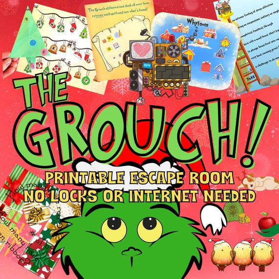 Escape Room Game Printable. The Grouch Christmas Party for Kids and Families | DIY Logic Puzzle Kit | Fun Holiday Easy Setup Adventure
