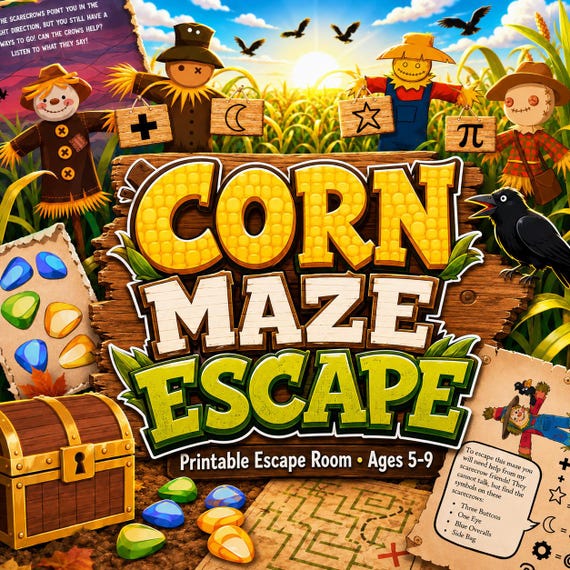 Corn Maze Printable Escape Room — Ages 5–9