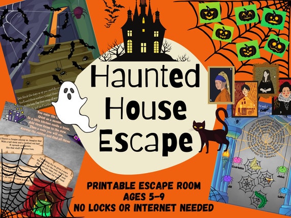 Kids Escape Room. Haunted House Party Game | Fun Kids Escape Room Kit | DIY Spooky Family Adventure | Easy Setup Printable Logic Puzzles