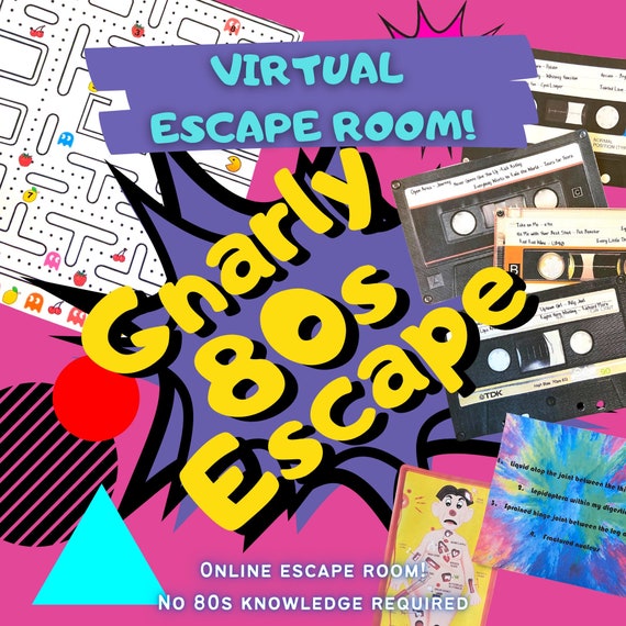 Virtual Escape Room Game. 80s Adventure Online Group Game for Adults, Families and Teens.