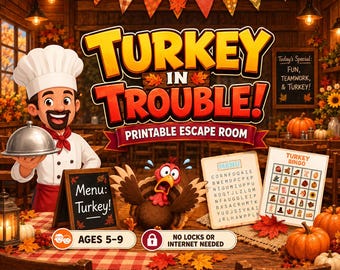 Turkey in Trouble Printable Escape Room — Ages 5–9