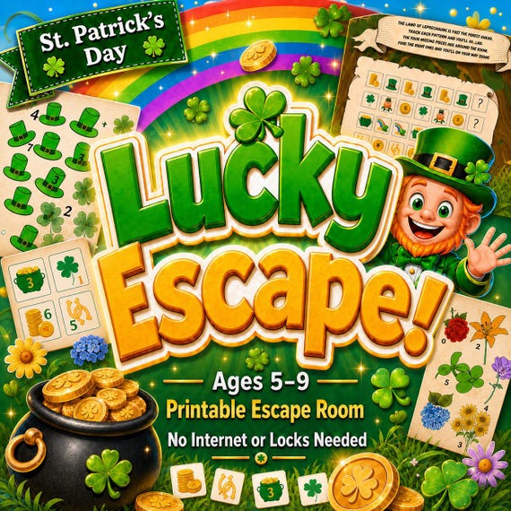 St. Patrick’s Day Printable Escape Room — Ages 5-9