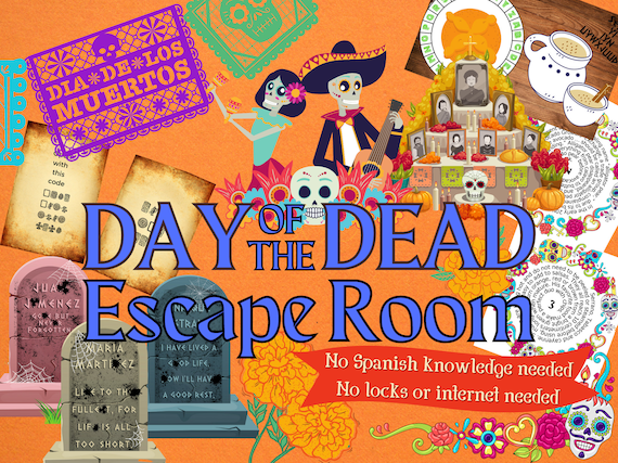 Day of the Dead Printable Escape Room Game | Dia de los Muertos Adventure Party for Families and Kids | DIY Logic Puzzle Escape Kit