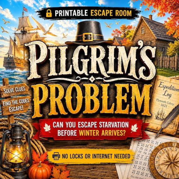 Pilgrim Thanksgiving Printable Escape Room — Ages 12+