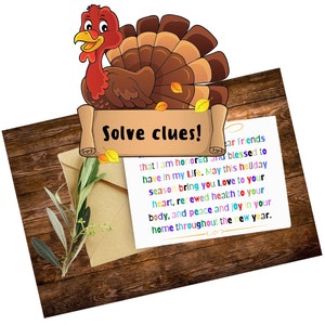 Turkey Escape Room Game Thanksgiving Printable Party for Kids and Families DIY Escape Room Kit Logic Puzzle Adventure Game image 2