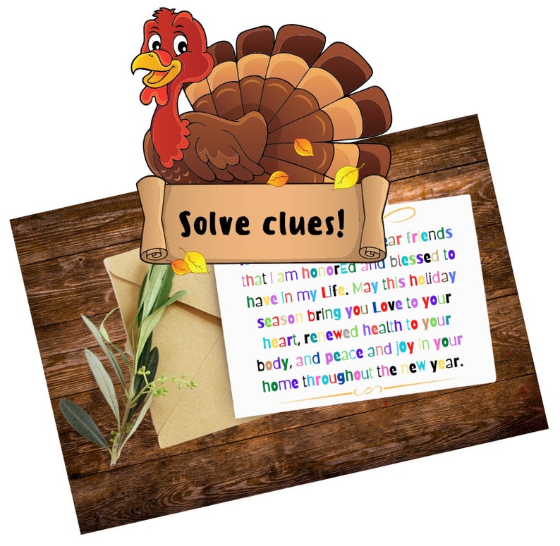 Turkey Escape Room Game Thanksgiving Printable Party for Kids and Families DIY Escape Room Kit Logic Puzzle Adventure Game image 2