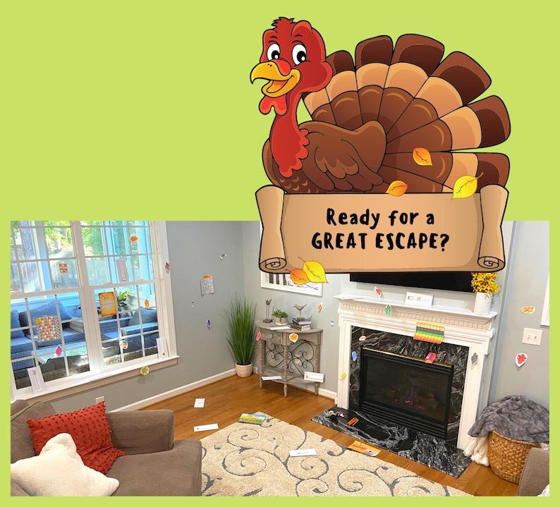 Turkey Escape Room Game Thanksgiving Printable Party for Kids and Families DIY Escape Room Kit Logic Puzzle Adventure Game image 7