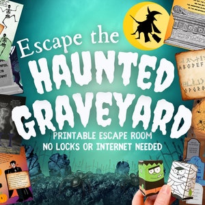 Printable Escape Room. Haunted Graveyard Adventure Game for Families, Kids and Adults | DIY Logic Puzzle Party | Advanced Escape Room Kit