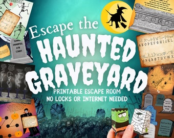 Printable Escape Room. Haunted Graveyard Adventure Game for Families, Kids and Adults | DIY Logic Puzzle Party | Advanced Escape Room Kit