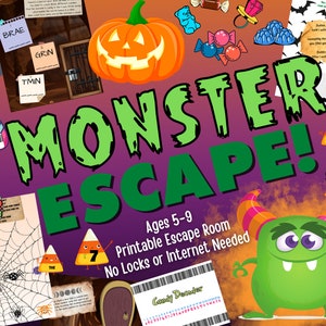 Monster Escape Room Game | Printable Logic Puzzles Game for Ages 5-9 | Fun DIY Escape Room Kit