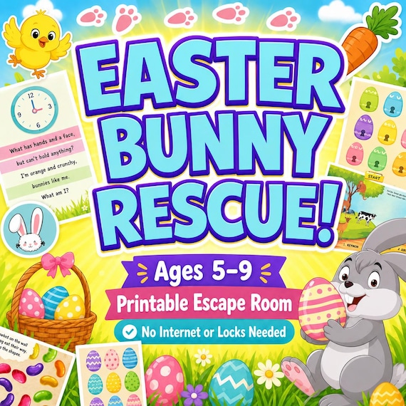 Easter Bunny Rescue Printable Escape Room — Ages 5–9