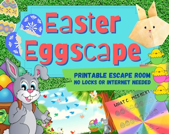 Juego de escape de huevos de Pascua. Juego de aventuras imprimible para fiestas, ideal para niños, familias y adultos. Kit divertido de escape del conejo de Pascua. Búsqueda de huevos de Pascua.