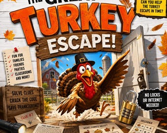 Turkey Thanksgiving Printable Escape Room — Ages 8+