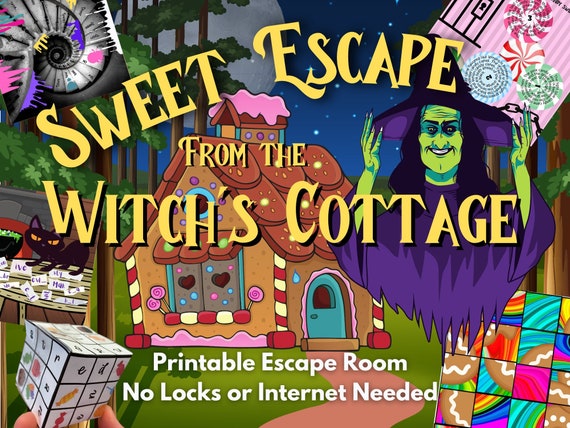 Escape Room | Sweet Escape From the Witch's Cottage Game | Printable Adventure for Kids, Family, and Adults | DIY Fun Escape Room Puzzle Kit