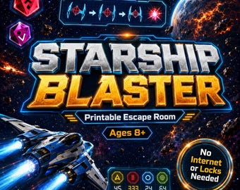 Star Ship Blaster Printable Escape Room — Ages 8+