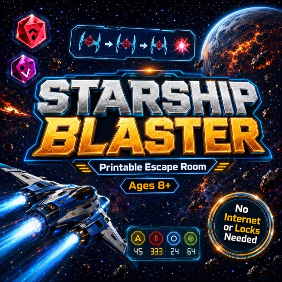 Star Ship Blaster Printable Escape Room — Ages 8+