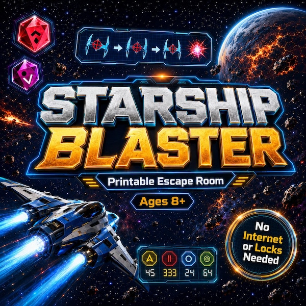 Star Ship Blaster Printable Escape Room — Ages 8+