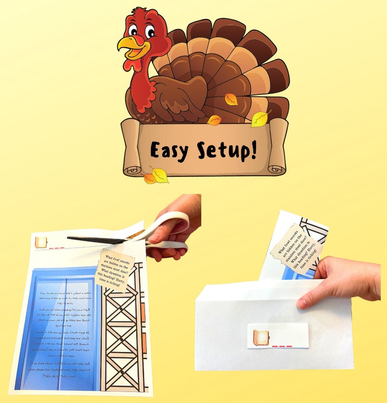 Turkey Escape Room Game Thanksgiving Printable Party for Kids and Families DIY Escape Room Kit Logic Puzzle Adventure Game image 5