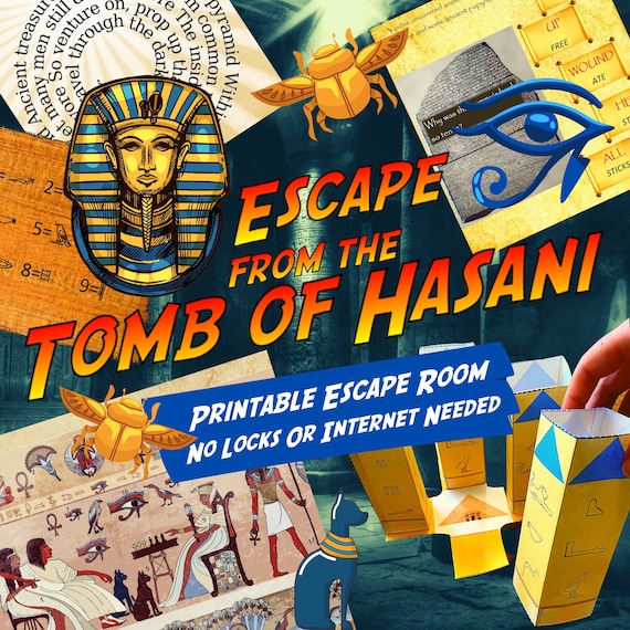 Tomb Escape Room Game. Adventure Party Game Printable for Kids, Families and Adults | Fun Printable Puzzle Escape Room Kit | DIY Escape Room