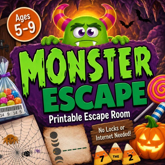 Monster Printable Escape Room — Ages 5–9