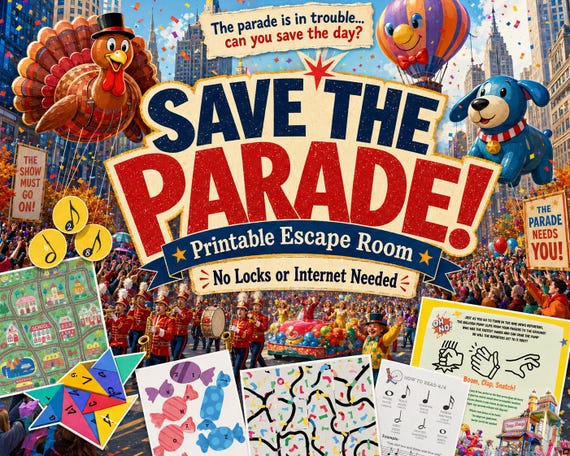 Thanksgiving Parade Printable Escape Room — Ages 8+