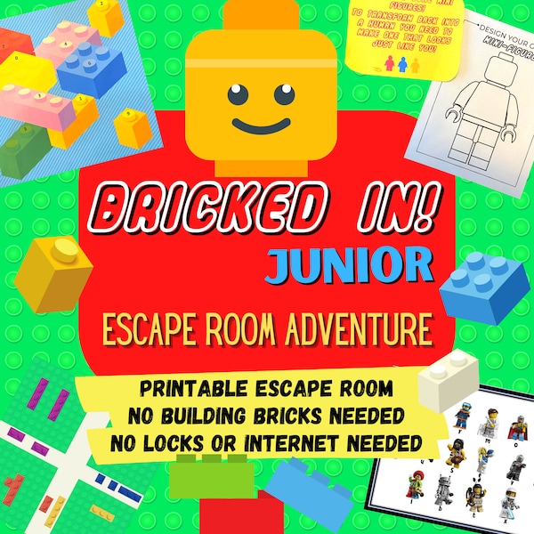 Kids Party Game Escape Room. Building Brick Adventure Printable Party for Kids and Families | Fun Birthday Escape Room Kit | DIY Escape Room