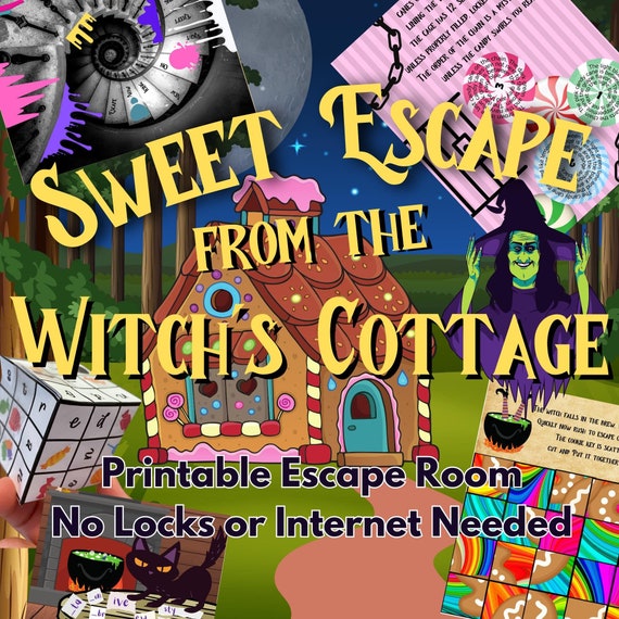 Escape Room | Sweet Escape From the Witch's Cottage Game | Printable Adventure for Kids, Family, and Adults | DIY Fun Escape Room Puzzle Kit