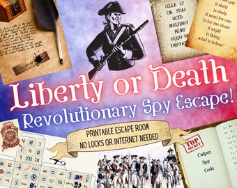 Spy Escape Room. Revolutionary War Adventure Game for Families, Adults and Kids l Patriot Spy Printable Party l July 4th DIY Puzzle Kit