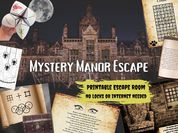 Escape Room Game. Mystery Manor Printable Adventure for Adults, Teens and Family | DIY Logic Puzzle Party Game | Advanced Escape Room Kit