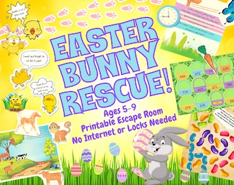 Easter Bunny Rescue Escape Room Game | Printable Party Adventure Game for Kids and Families | Logic Puzzles DIY Kit | Easter Egg Hunt