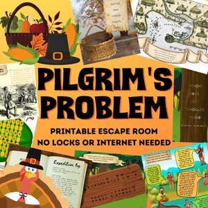 Pilgrim Escape Room Game. Printable Adventure for Kids and Families | First Thanksgiving DIY Logic Puzzles Kit