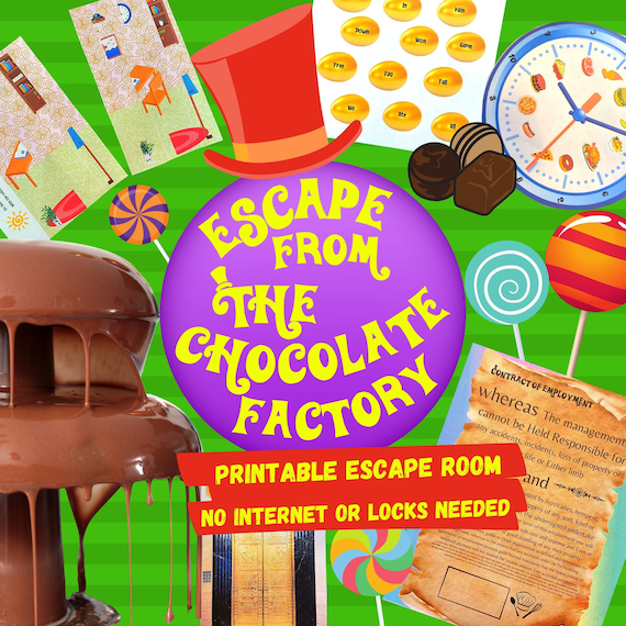 Factory Escape Room Game. Chocolate Candy Adventure Printable Party Game for Kids, Families, and Adults | Fun Escape Puzzle Kit | DIY Escape