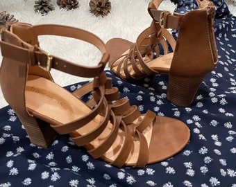 Vintage Camel Holy Land Market Black Leather Strappy Sandals Etsy
