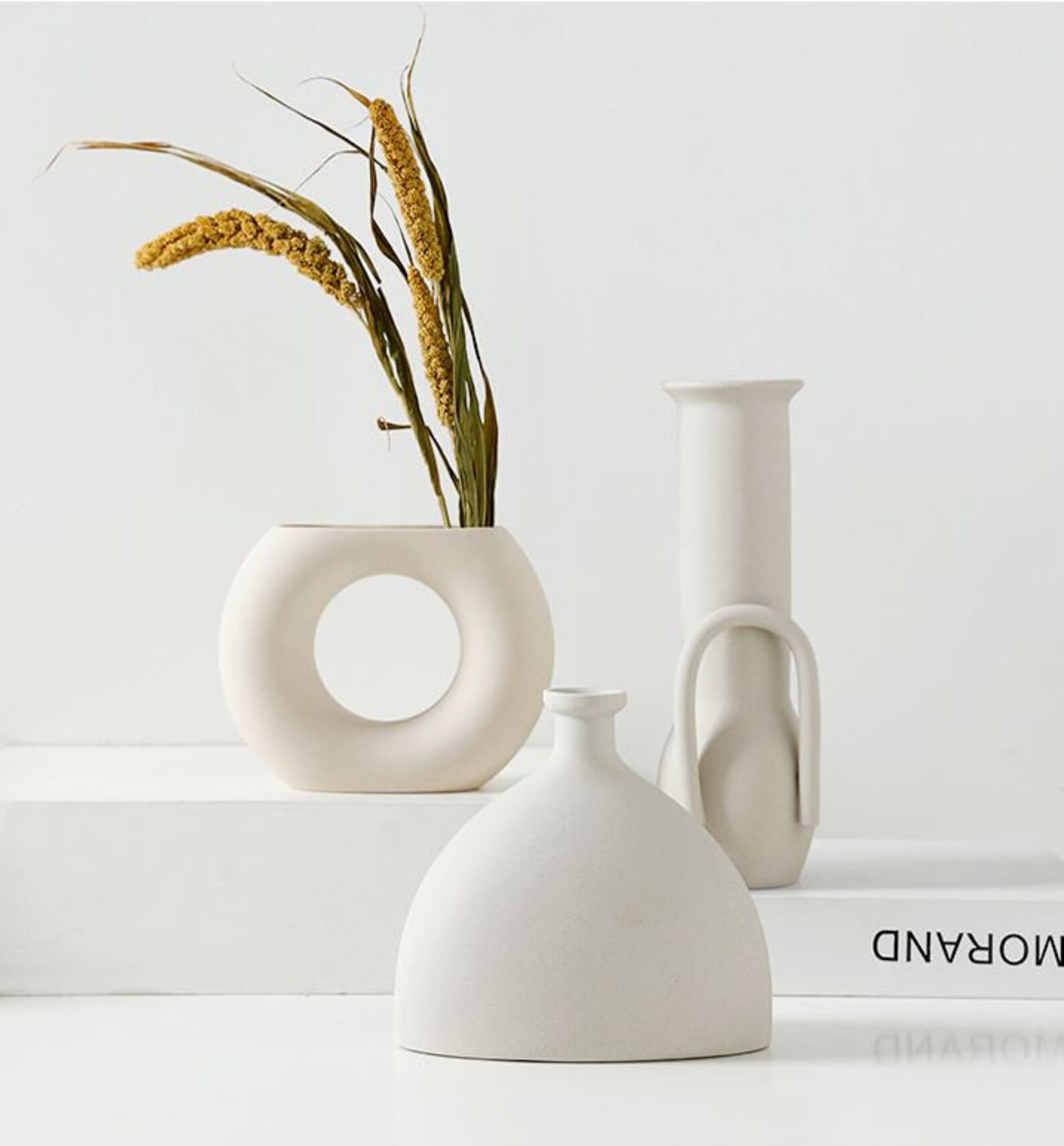 Ceramic White Circle Vase Half Circle Vase Doughnut Vase Etsy