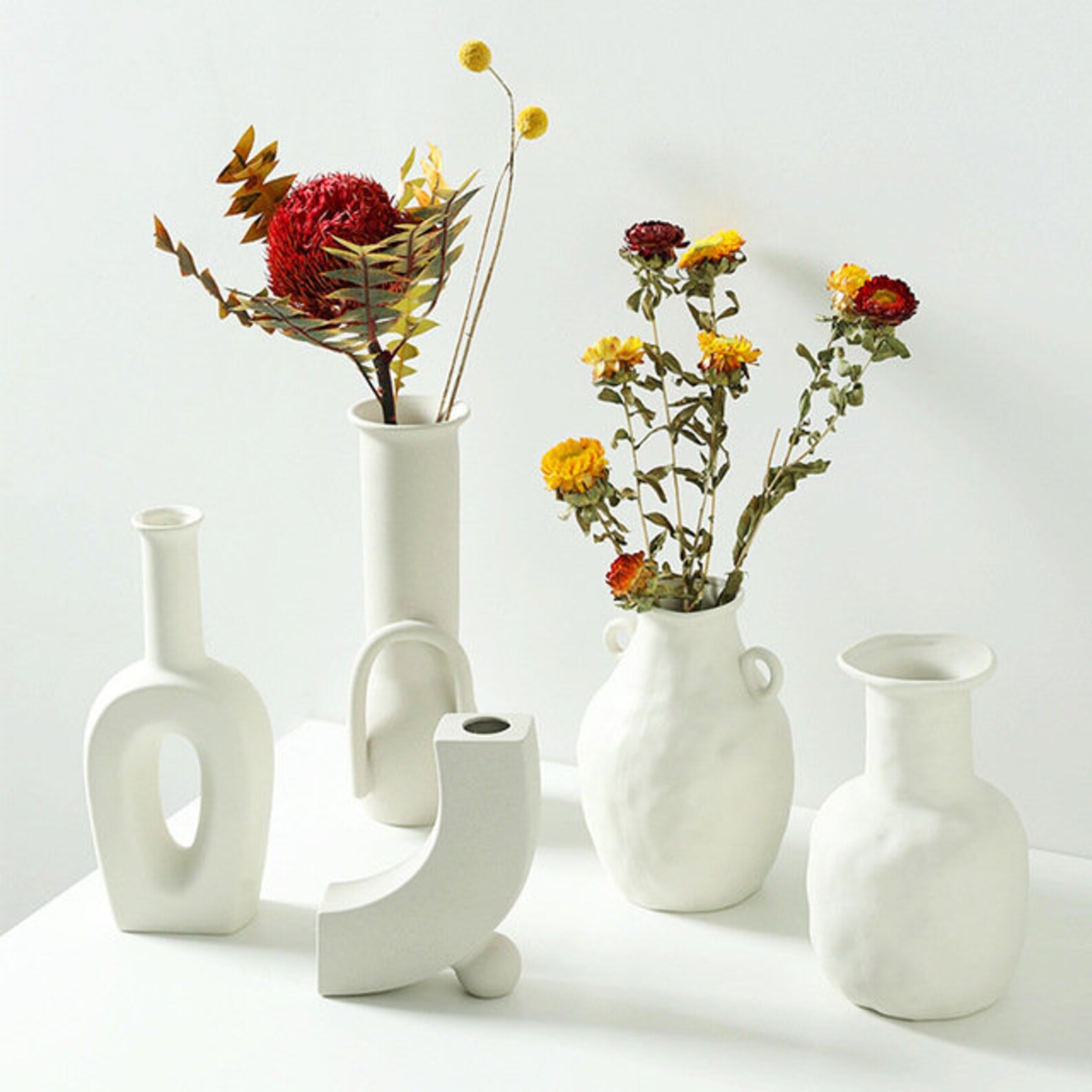 Ceramic White Circle Vase Half Circle Vase Doughnut Vase Etsy