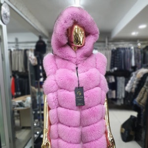 Fuzzy pink vest shop