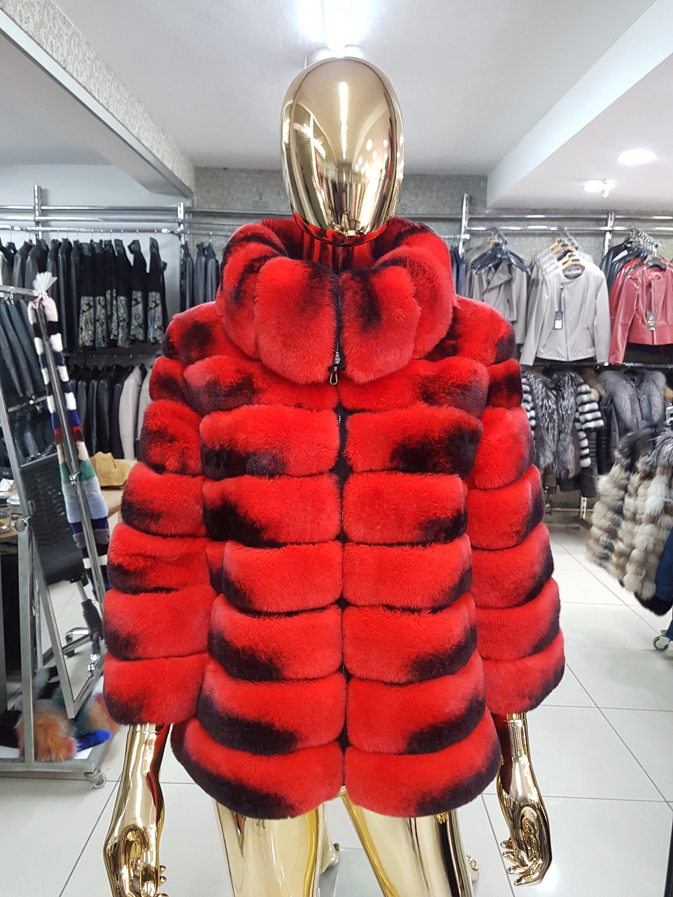 Stylish Coat With Actual Rex Rabbit Fur Original Rex Rabbit Real ...