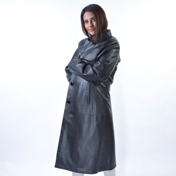 Knee length leather clearance jacket