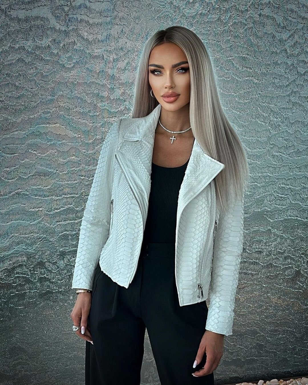 Luxury Real Python White Leather Jacket New Model Woman Jacket Philip Plein Jacket Real Sneake Coat for Spring and Autumn Gift For Her