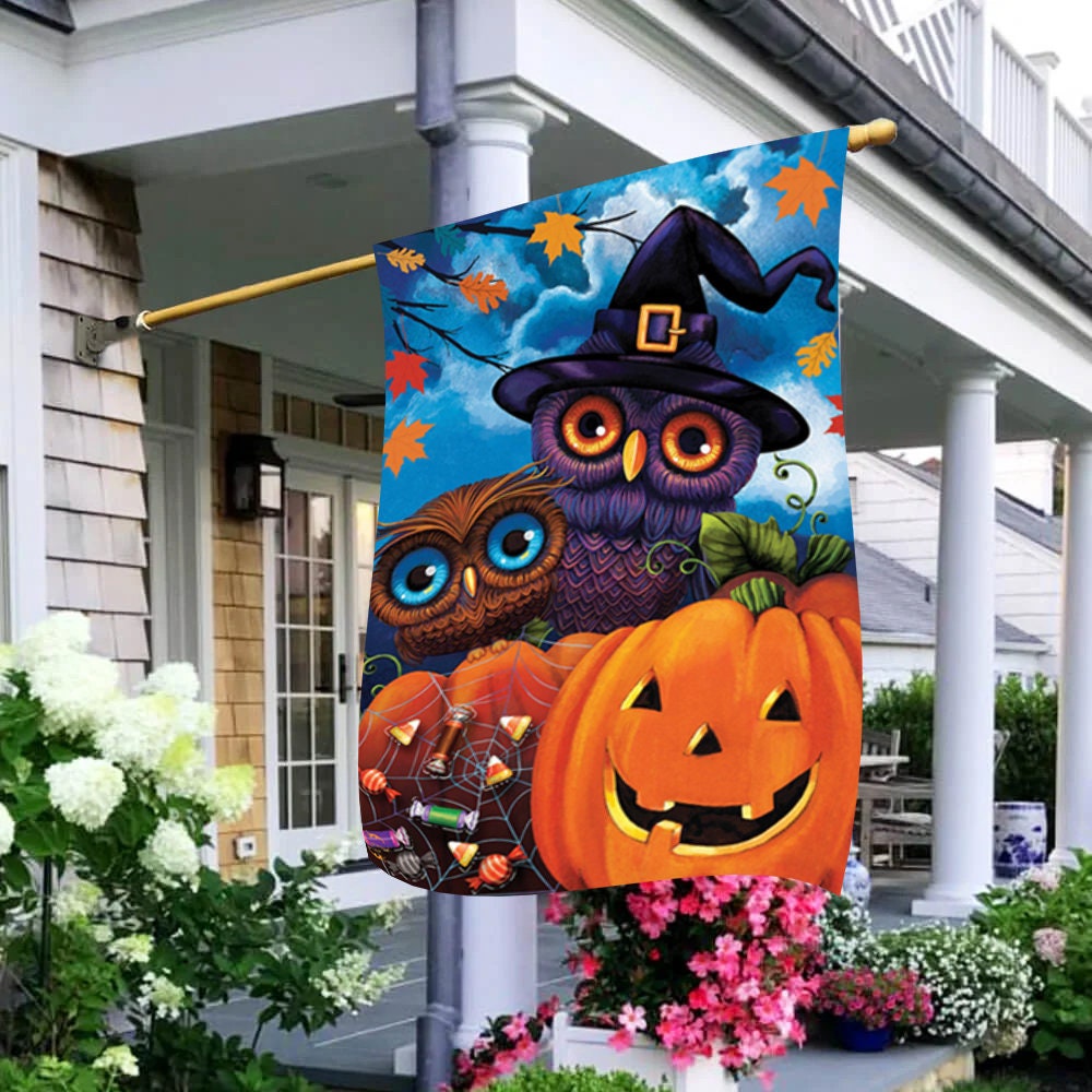 Fröhliche Halloween Eulen Garten Flagge Jack o&amp;#39;Lantern | Etsy