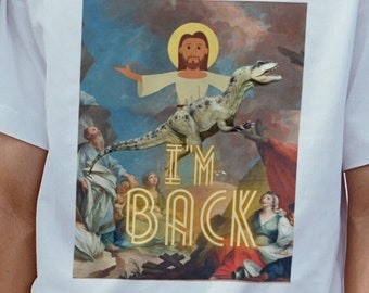 Jesus On A Dinosaur Funny Gag Offensive Short-Sleeve Unisex T-Shirt