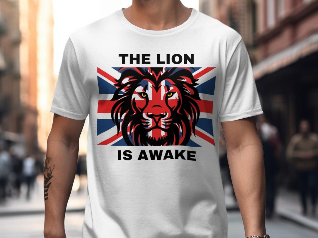 The British Lion is Awake T-shirt, Union Jack Lion Tee, British Pride ...