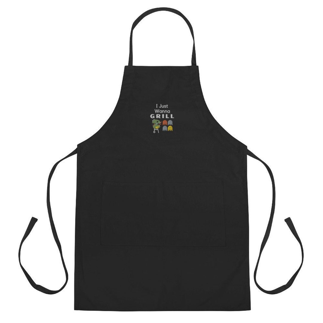 パックマンバーベキュー刺繍エプロンを焼きたいだけ - Etsy 日本