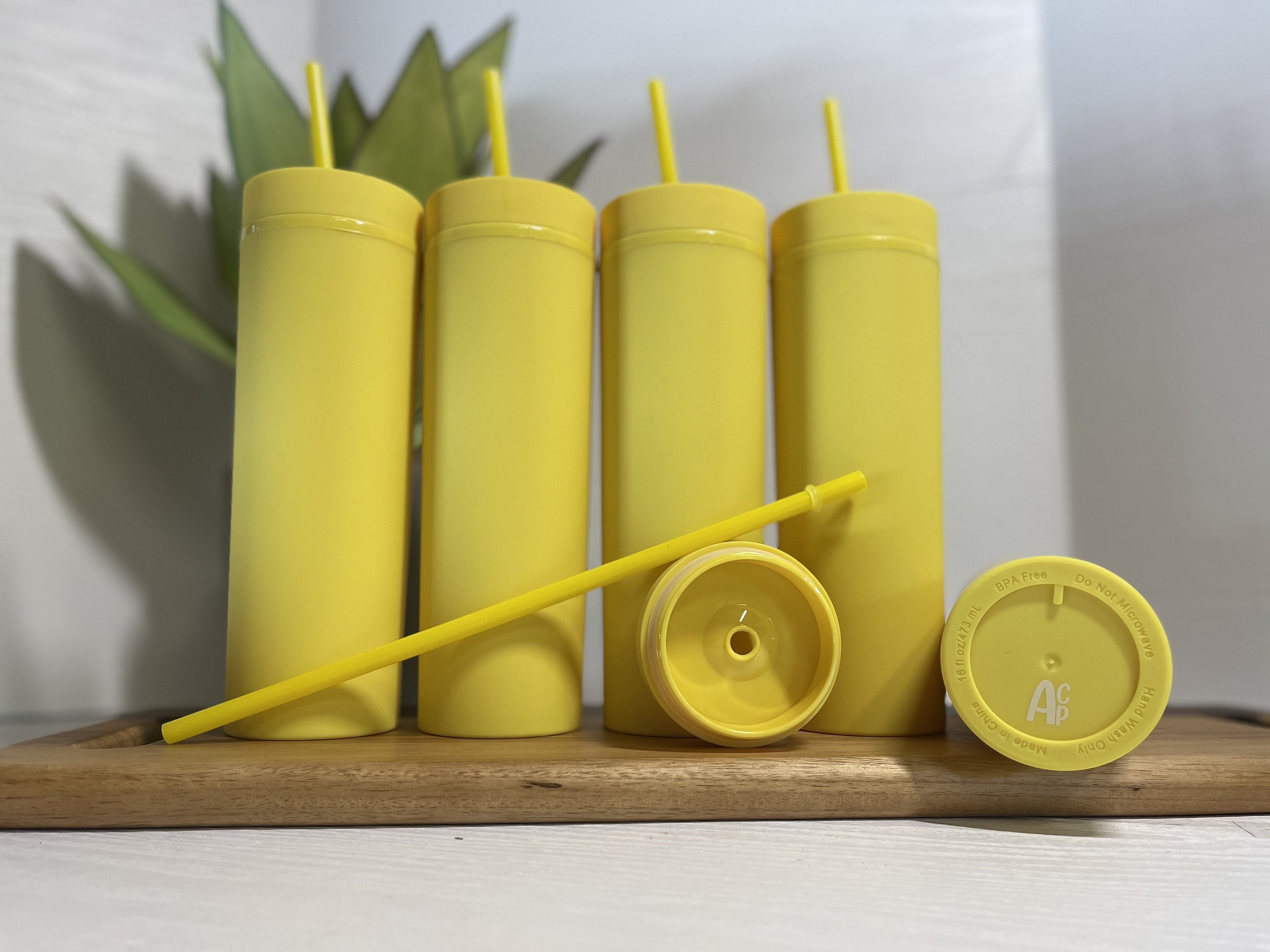 Yellow Matte Skinny Tumblers Etsy