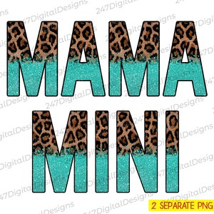 Mothers Day Png Files Mama Png Digital Download Matching Mama and Mini Square Box png file Leopard Print Mama Mini Png Commercial Use